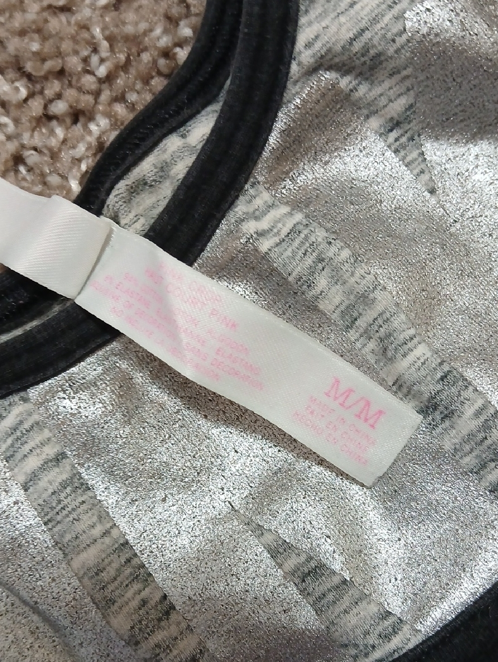 PINK Victoria's Secret Black & Silver Logo Sports Bra - Picture 2 of 3